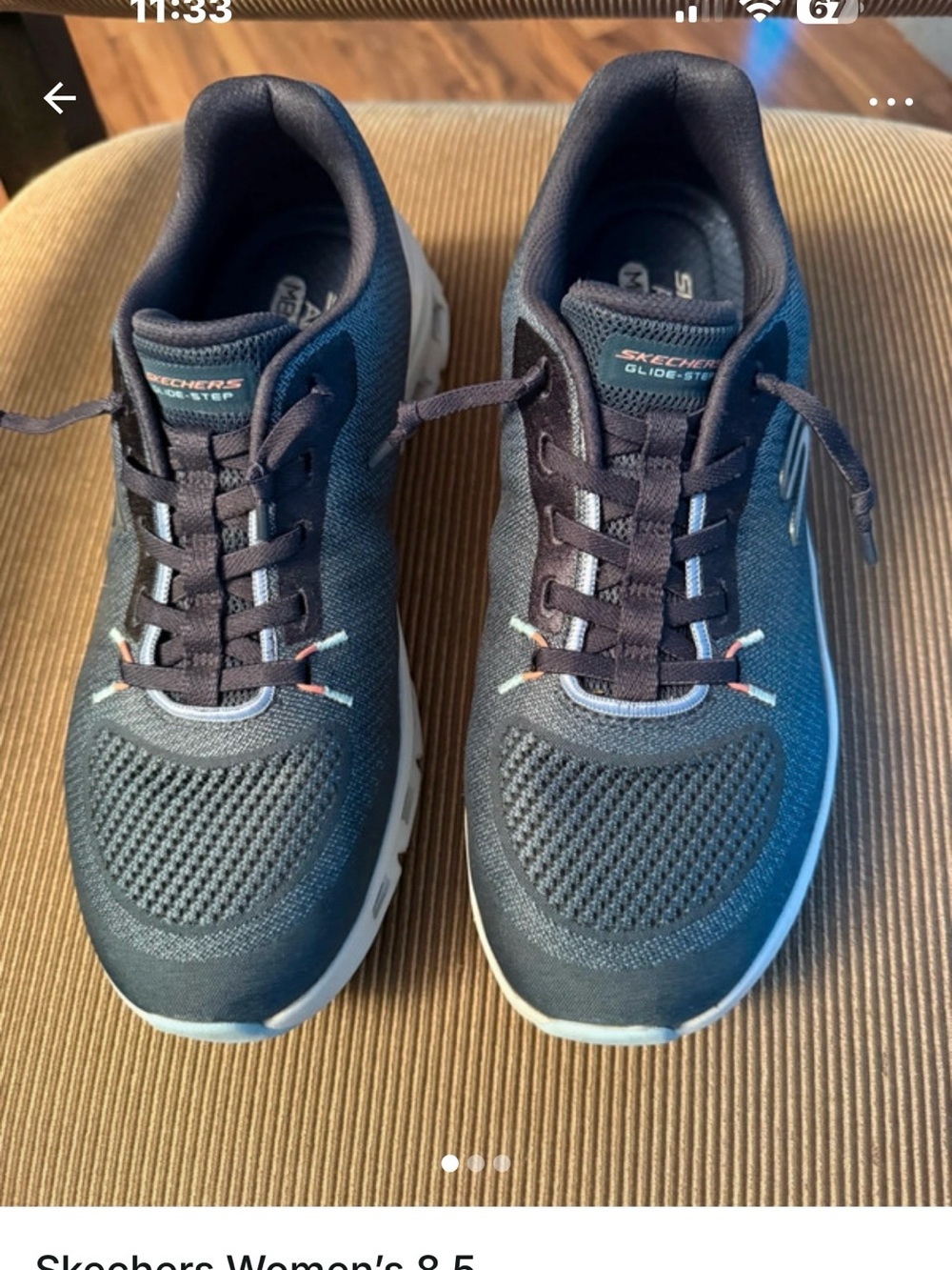 Skechers Men's Navy and White Glide-Step Athletic Sneakers